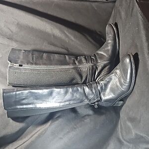 Classic Black Leather Knee-High Boots